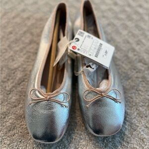 Elegant Silver Ballet Flats